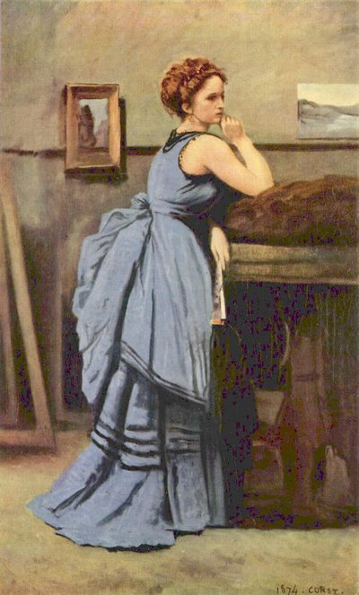 Woman in Blue by Jean Baptiste Camille Corot